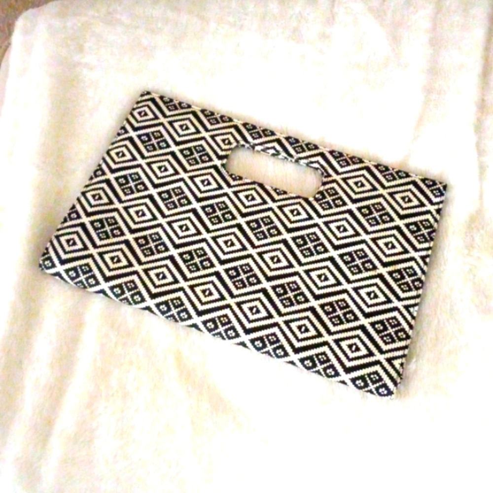 Black and white envelope clutch